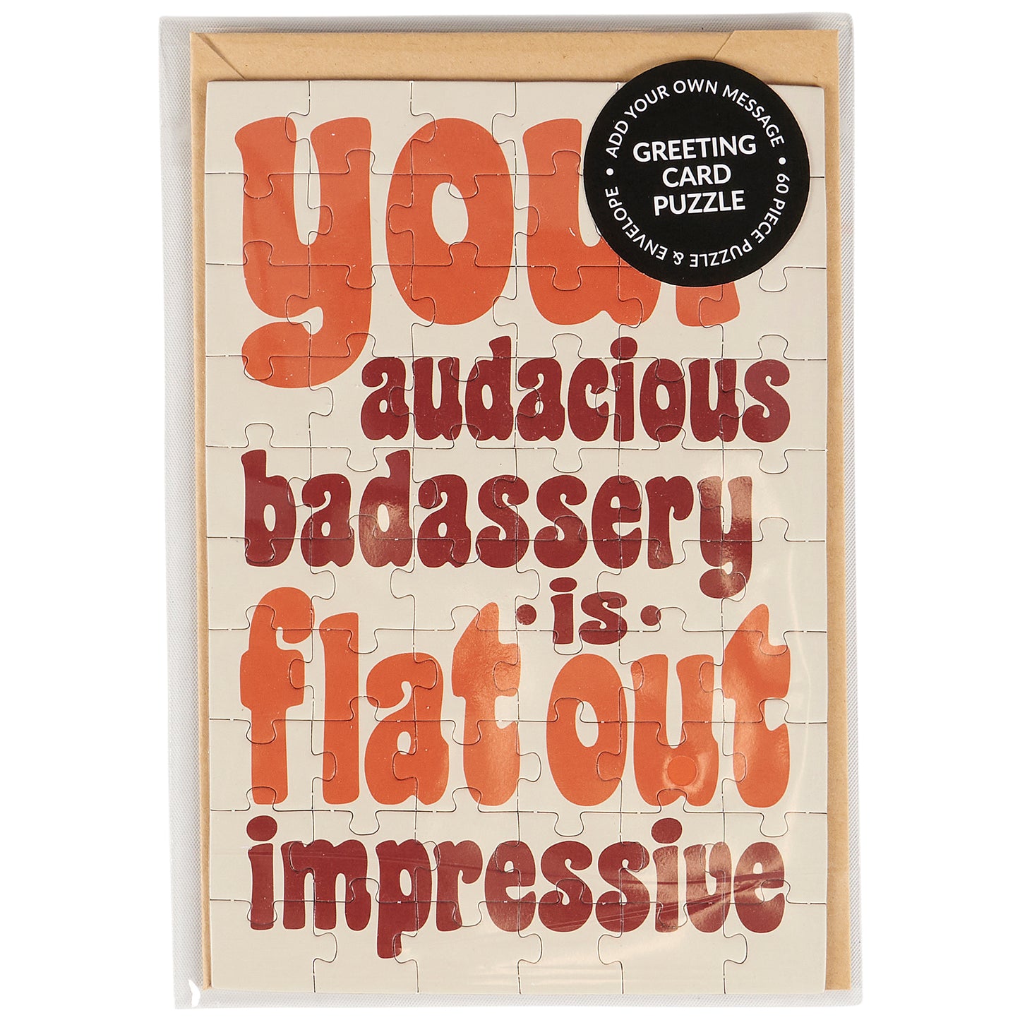 Jigsaw puzzle with funny quote on a white background