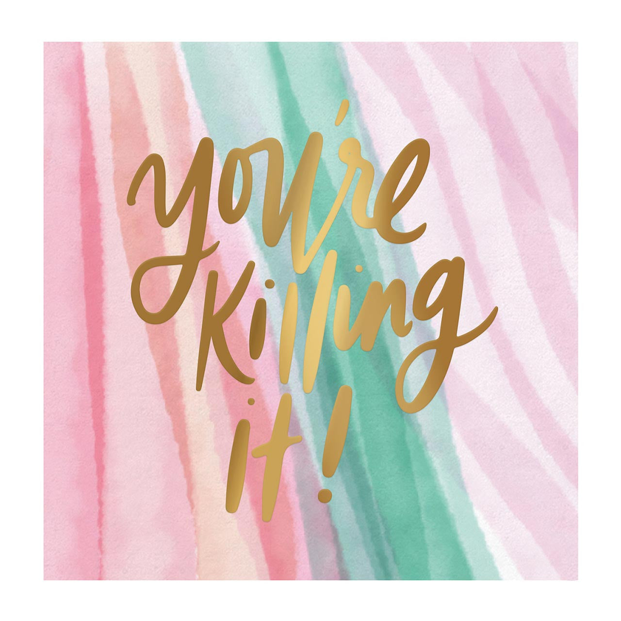 You're Killing It Beverage Napkins in Watercolor Design | Gold Foil Cocktail Party Paper Napkin | 5" x 5"
