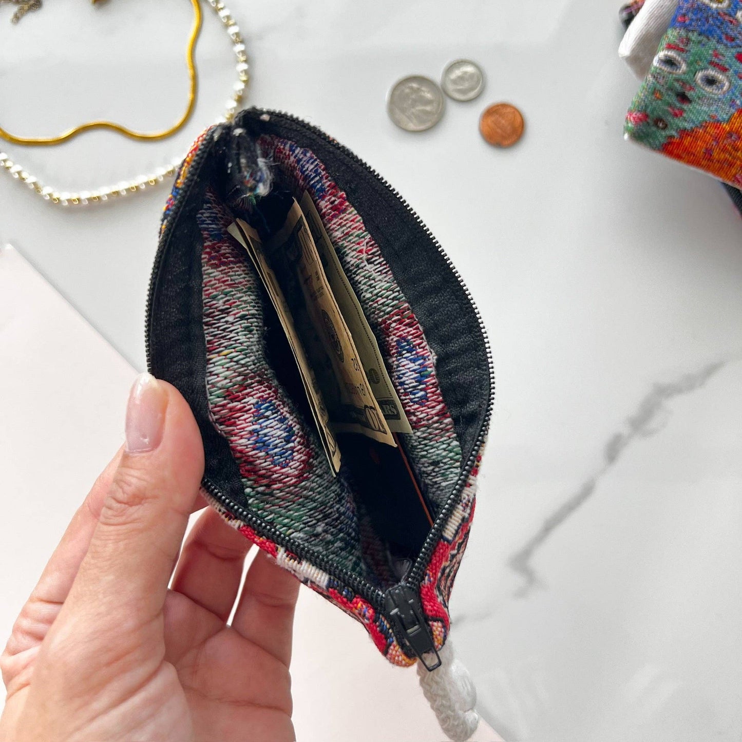 Floral Coin Purse Zipper Pouch | Handmade in Turkey | 4" x 5"
