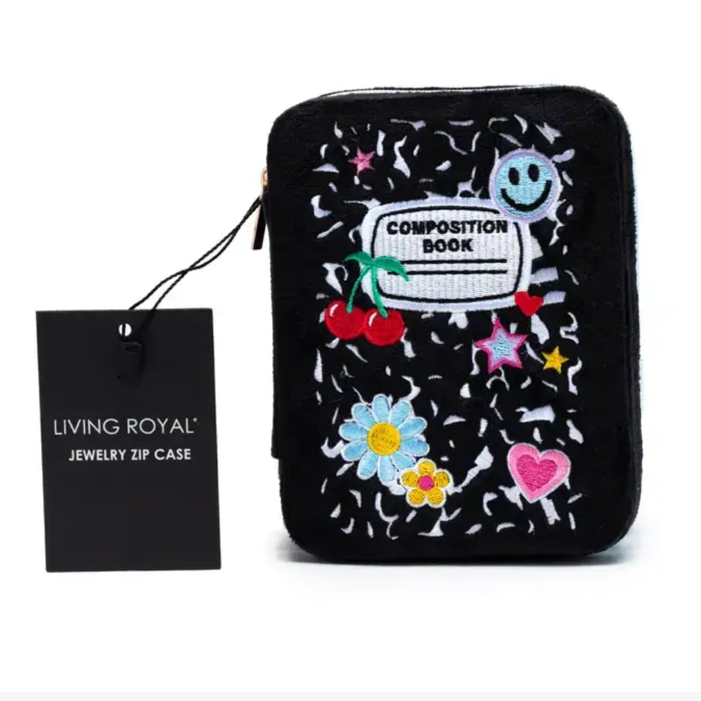 Black Notebook Velvet Jewelry Travel Case