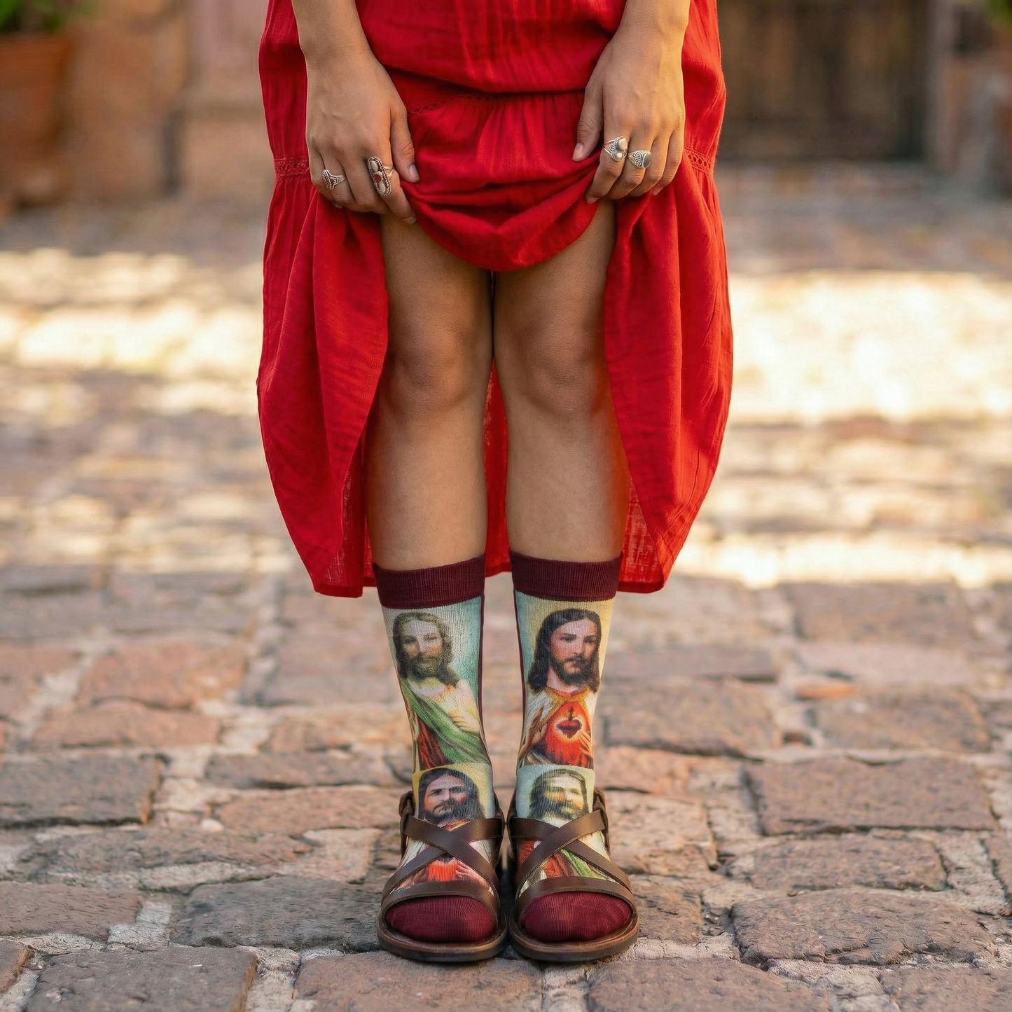 Sacred Heart Jesus Women's Socks | Religious Pattern Crew Socks