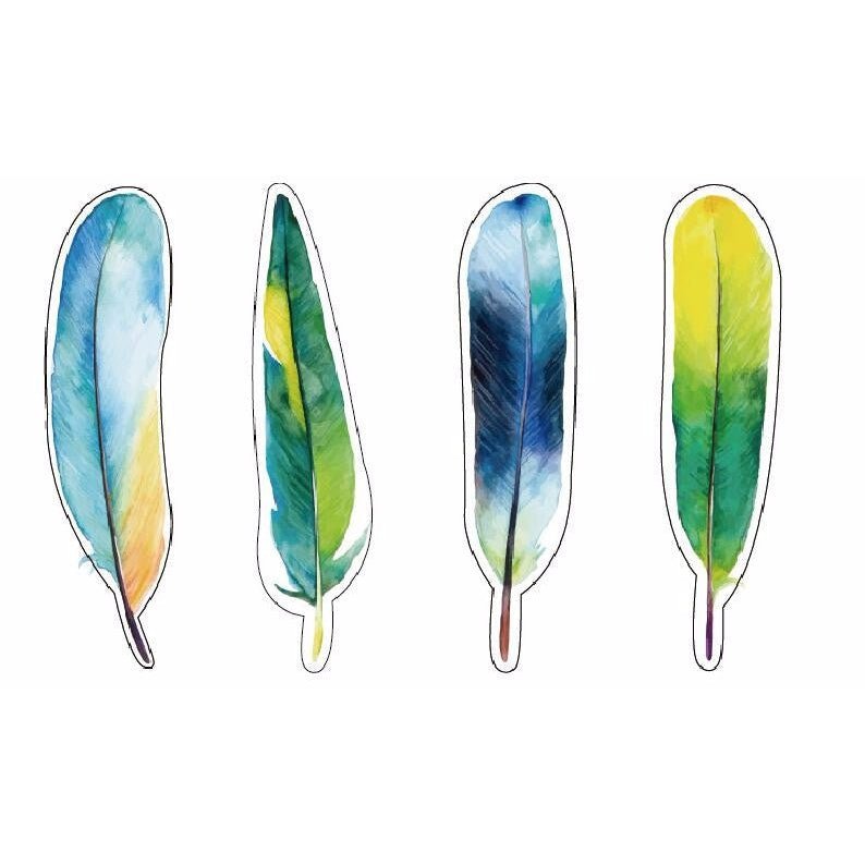 30-Pack of Watercolor-Style Feather Bookmarks
