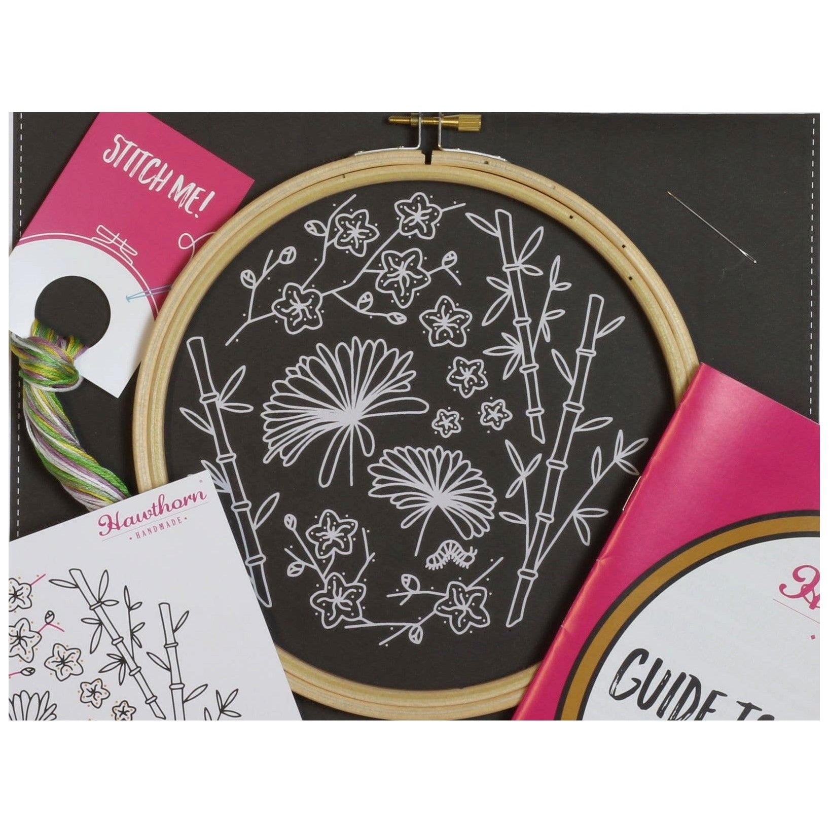 Black Japanese Garden Embroidery Kit | Made in the UK