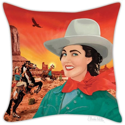 Cowgirl Funny Square Throw Pillow Cover | 18" x 18"
