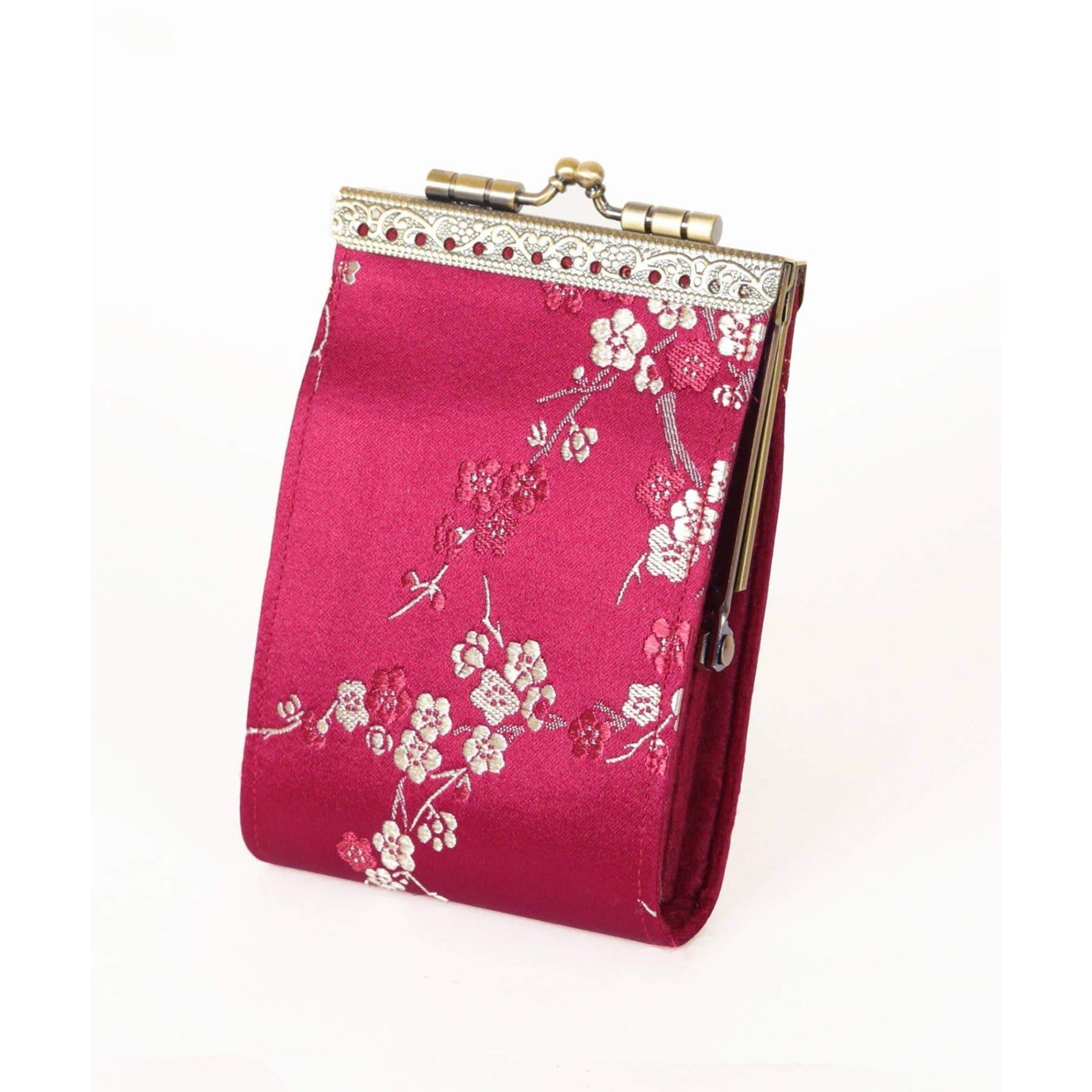 Vintage Cherry Blossom Leather Long Wallet Organizer with Zipper Purse  Clutch Bag for Women Men