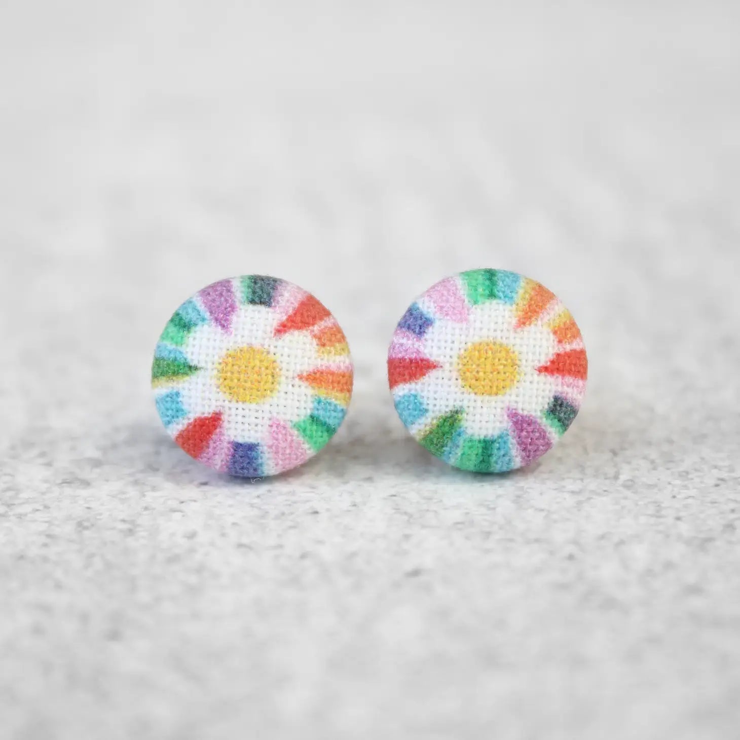 Fabric sales button earrings