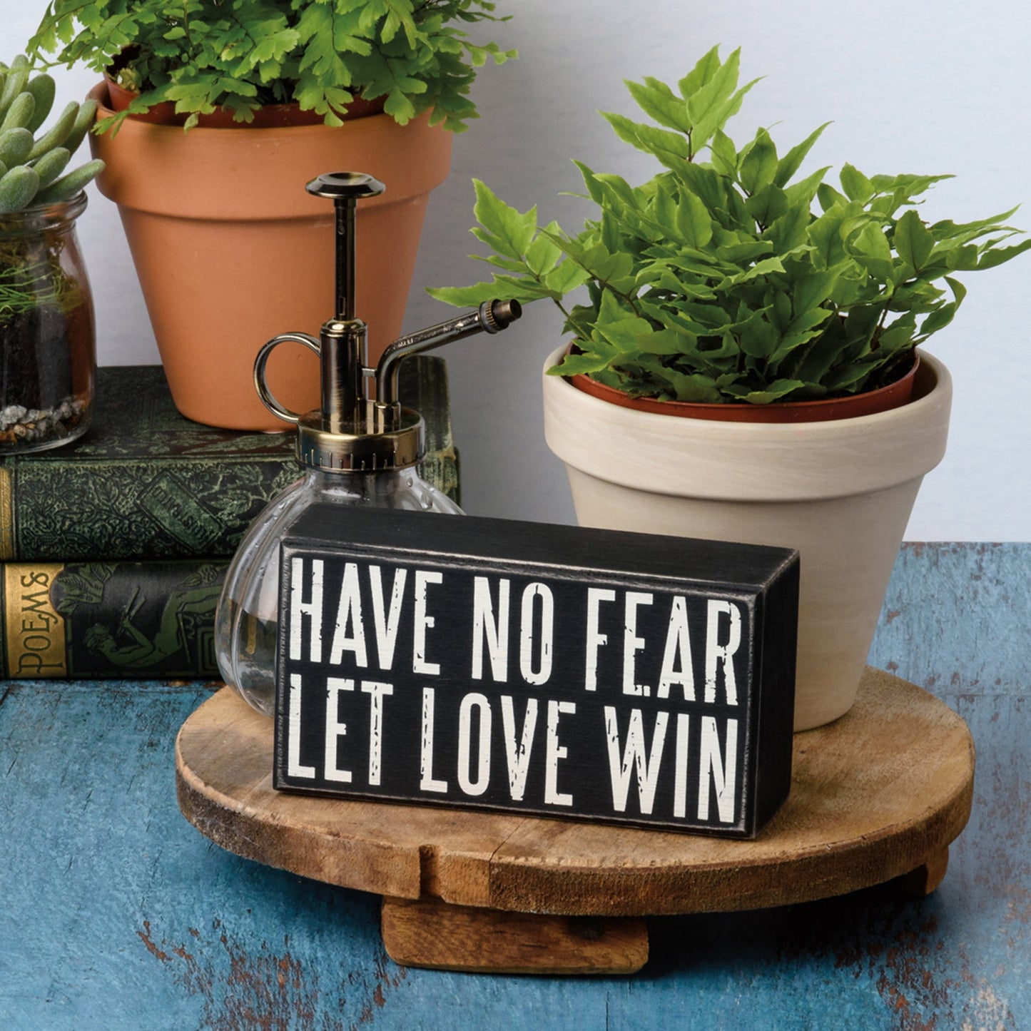 Have No Fear Let Love Win Wooden Box Sign, Funny/Rustic/Modern Quote Wall Art, Living/Dining/Bedroom, Cute Farmhouse Decor
