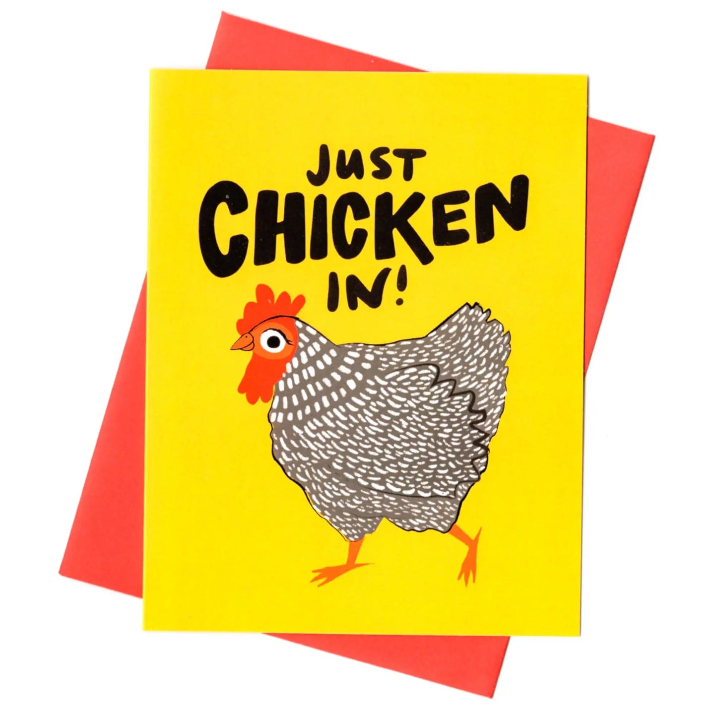 Just Chicken In Yellow Greeting Card | 4.3” x 5.5" Blank Inside Greeting Card