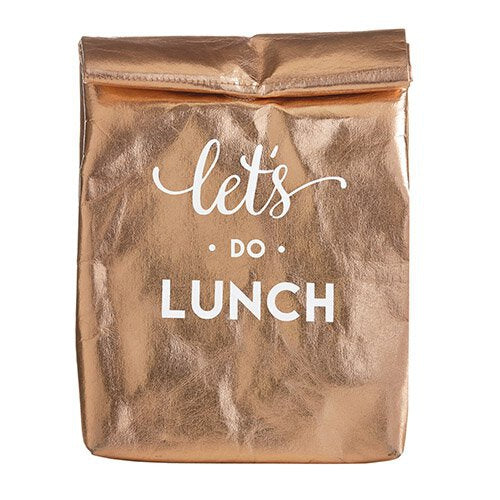 Let's Do Lunch Washable Paper Insulated Bag in Rose Gold