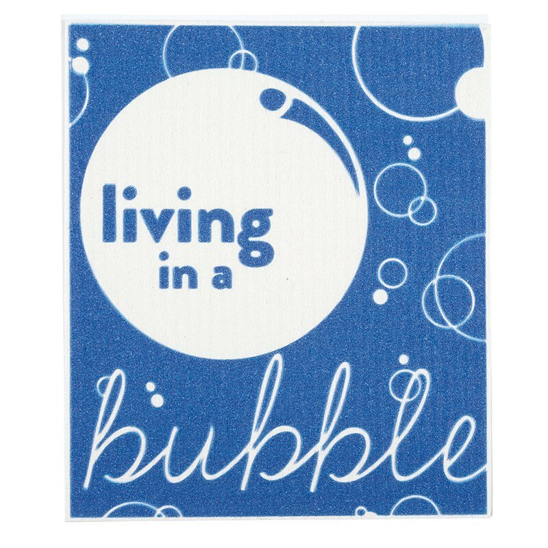 Living In A Bubble Washcloth | 7.75" W x 7" H | Funny Compostable Infant Baby Washcloth