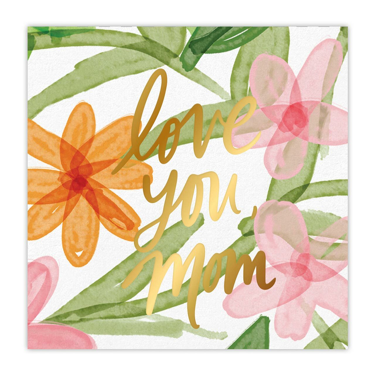 Love You Mom Gold Foil Party/Beverage/Cocktail Napkins | 5" Square