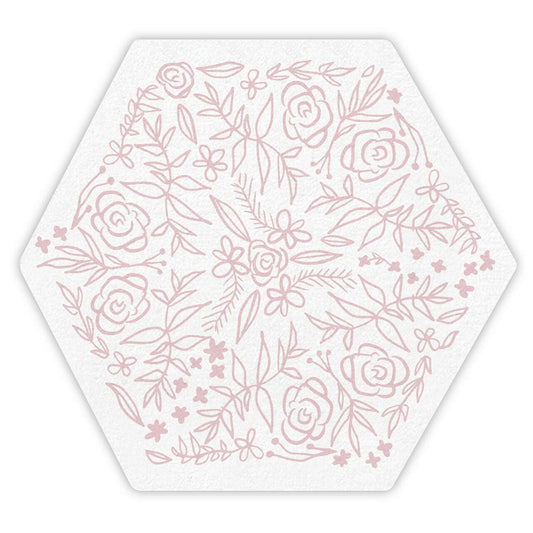 Pink Flowers Hexagon Shaped Die Cut Party/Beverage/Cocktail Napkins