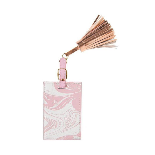 Pink and White Marble Travel Luggage Tag
