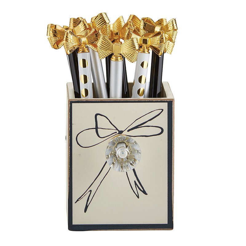 Pretty Refillable Bow Pen | Black and Metallic Gold Single Pen