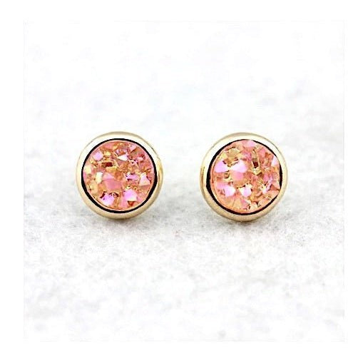Round Druzy Stud Earrings (5 Color Options)