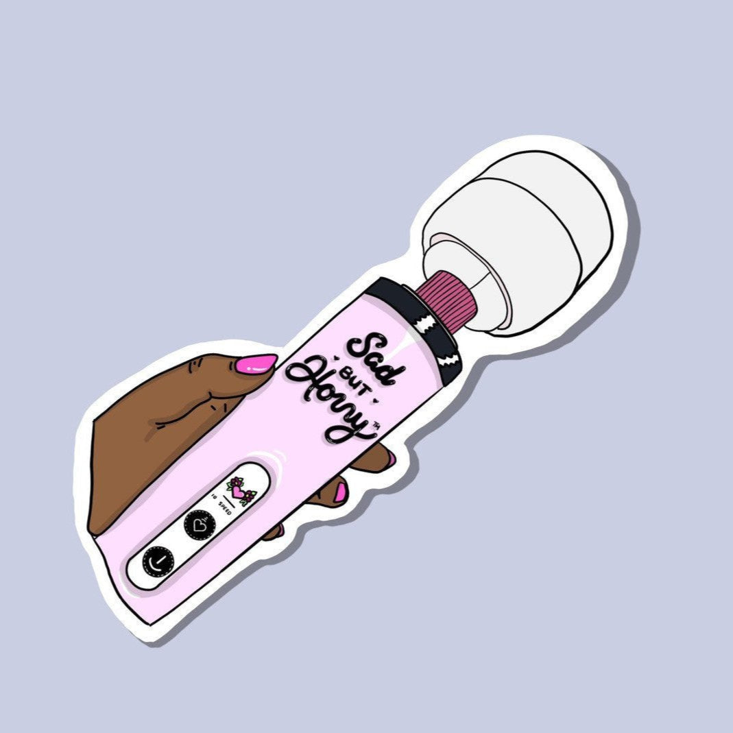 Sad But Horny Self Love Vibrator Glossy Sticker