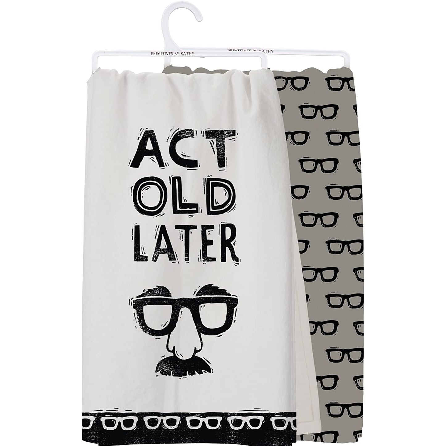 Set of 2 Act Old Later Dish Towels | 2 Towels with Coordinating Motif