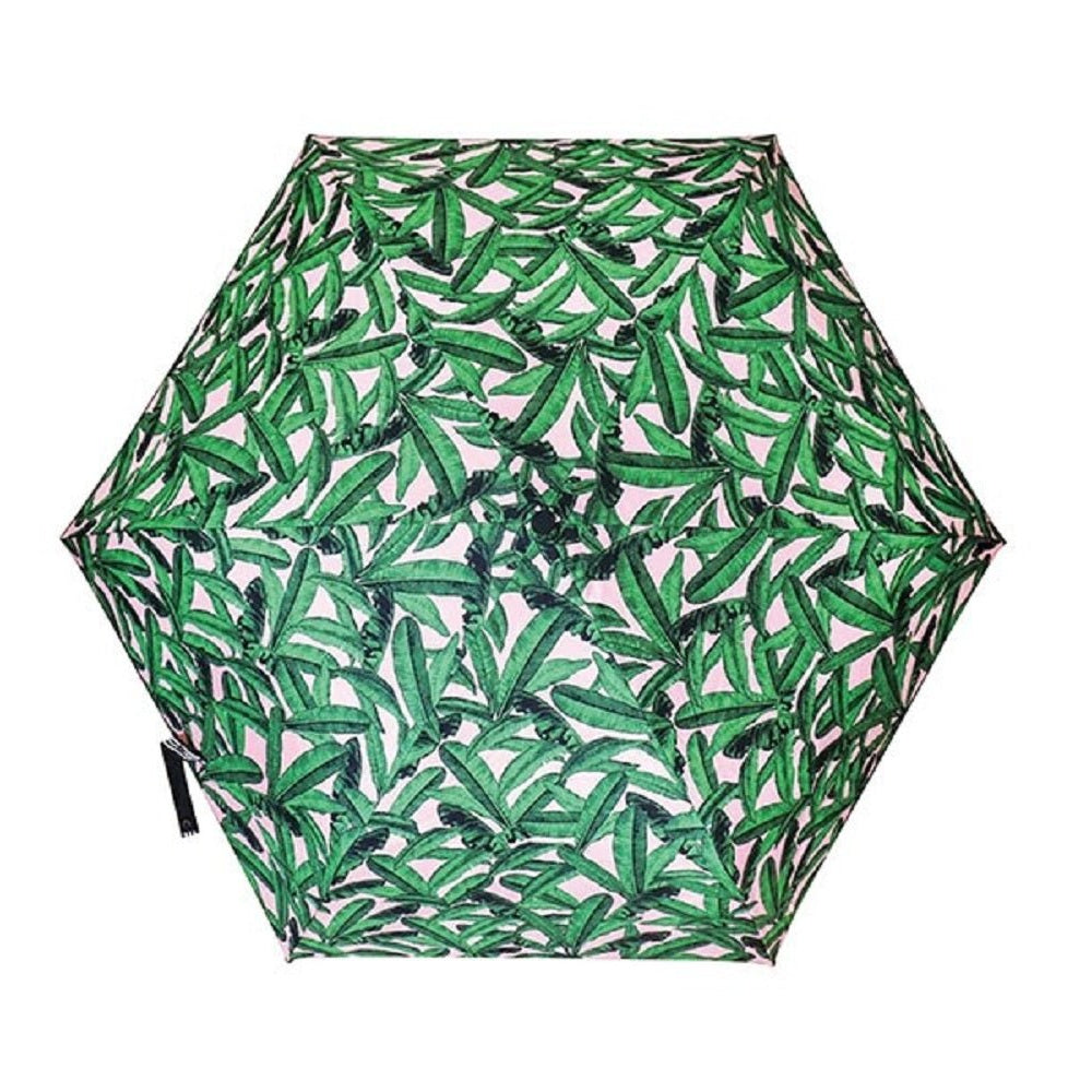Tropical Leaves Umbrella in Pink and Green