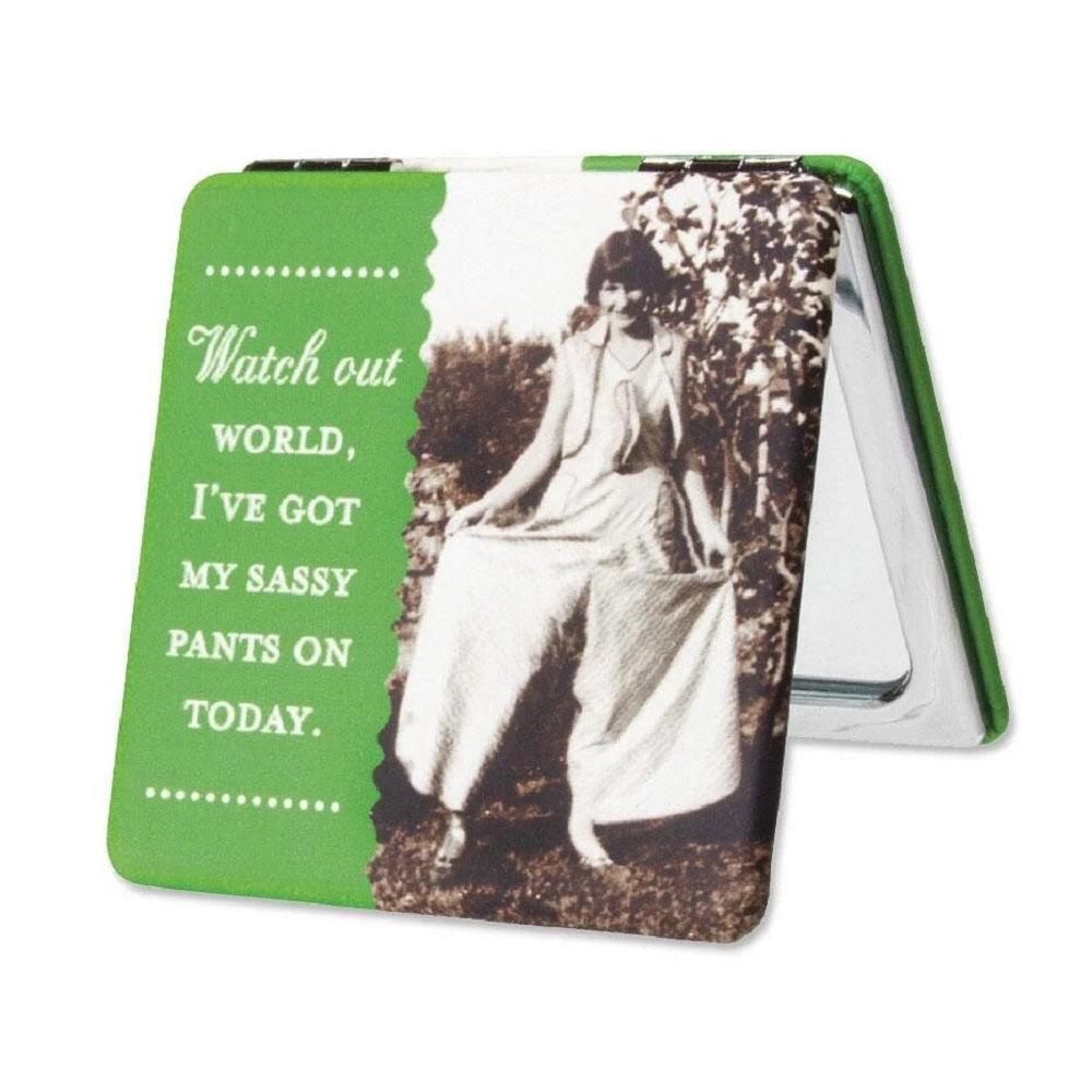 Watch Out World, I've Got My Sassy Pants On Today Compact Mirror in Green
