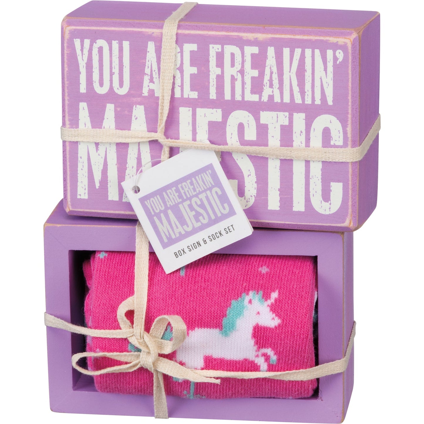 You Are Freakin' Majestic Unicorn Box Sign And Socks Giftable Set