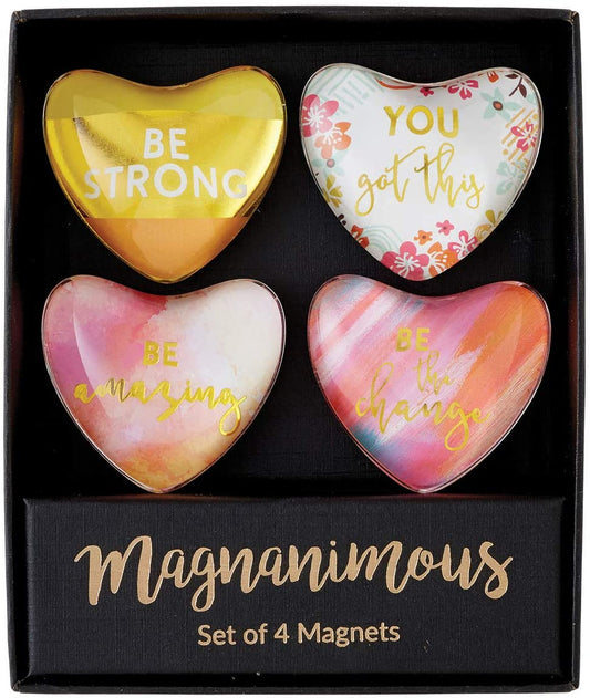 Be Strong Heart-Shaped Glass Magnets | Giftable | Set of 4