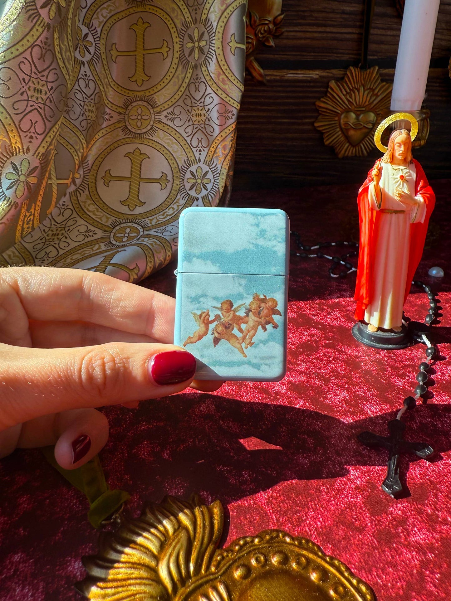 Cherub Refillable Lighter | Vintage Angel Cherub Metal Lighter | Retro Sky Aesthetic Pocket Lighter