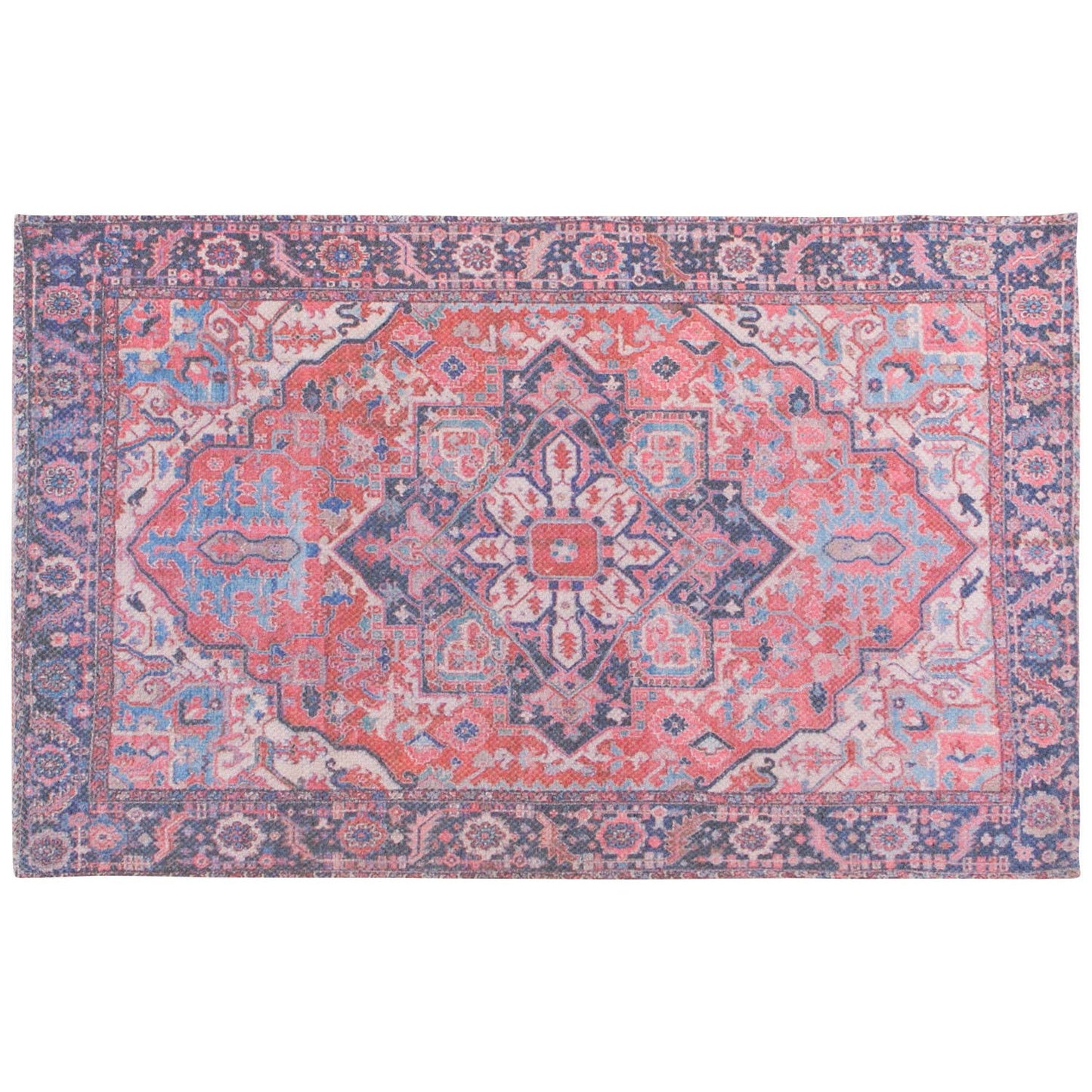 Fuchsia Heritage Rug | Cotton-printed Carpet Mat | 2 x 3 Feet