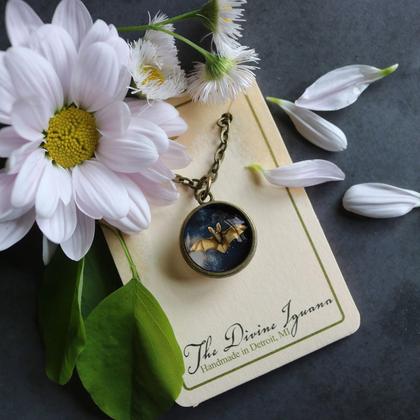 Starry Bat Simple Reversible Gothic Pendant Necklace