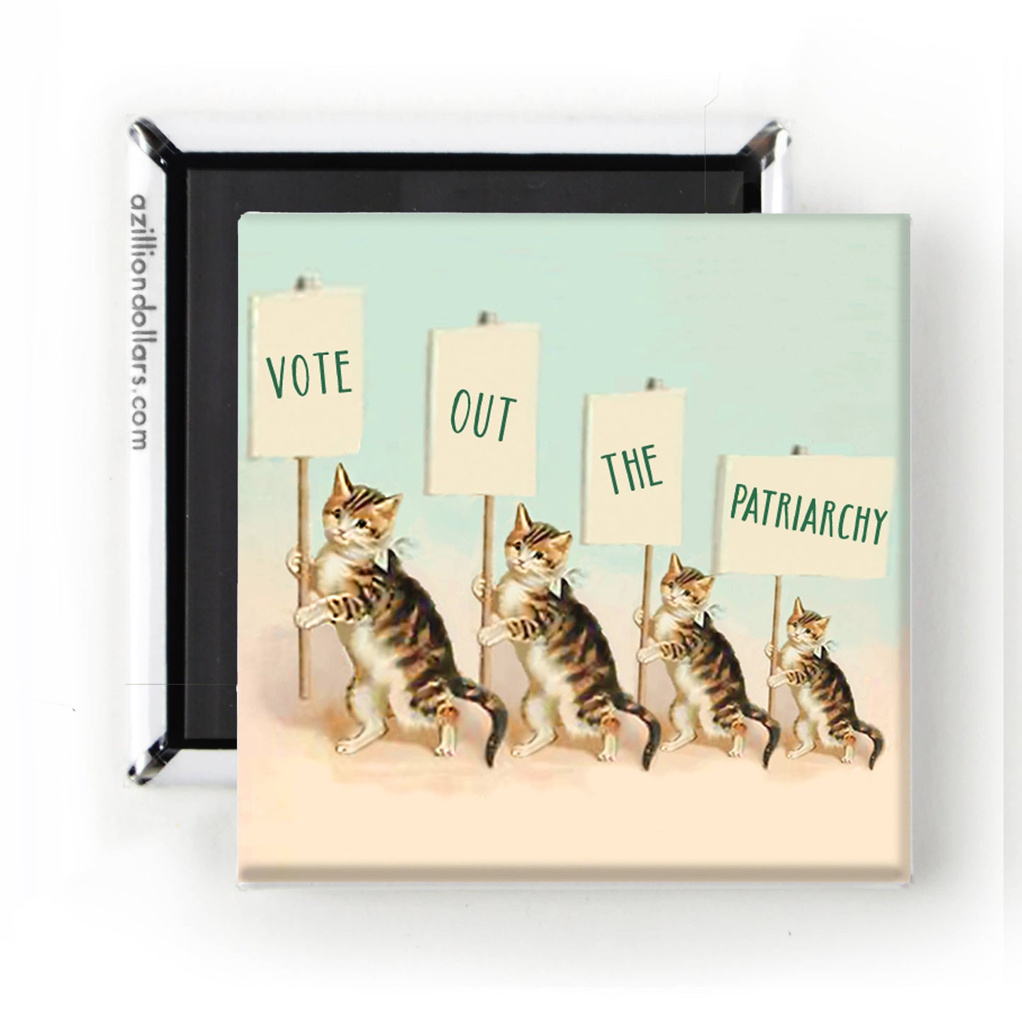 Vote Out the Patriarchy Cat Magnet | Feminist Vintage Cat Fridge Magnet | Cute Feminism Gift for Mom, Sister, Friend