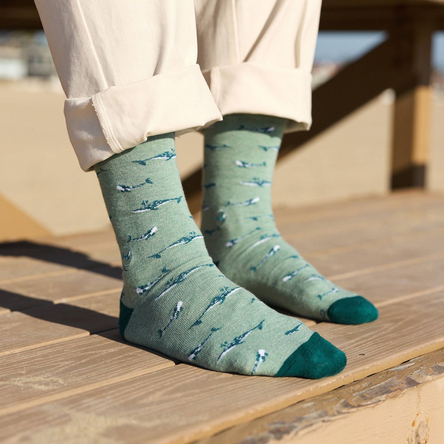 Men's Socks that Protect Whales (Sea Green) | Fair Trade | Fits Men's Sizes 8.5-13