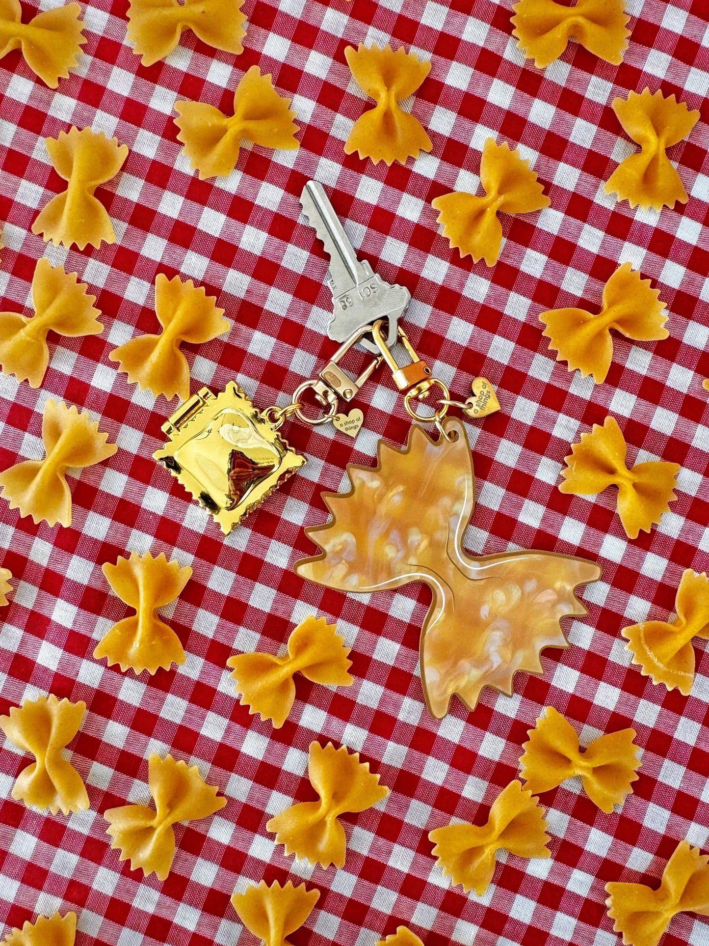 Farfalle Pasta Keychain | Bowtie Pasta Acrylic Keychain | Cute Food Lover Bag Charm