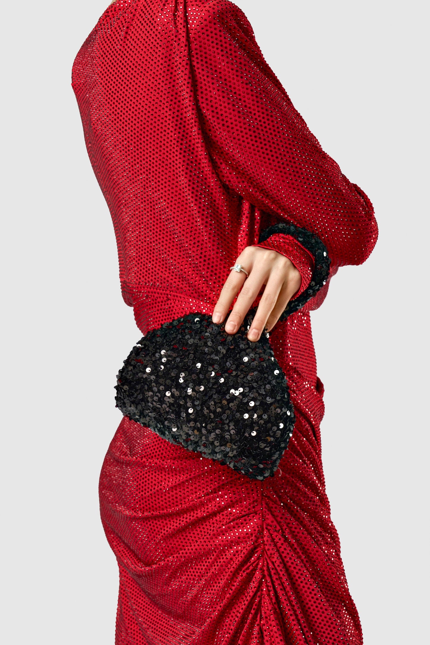 Sequin Evening Clutch in Black or Black/Gold