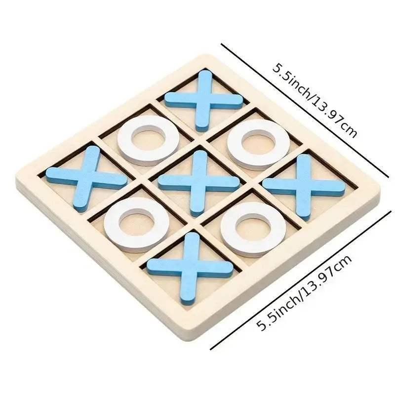 10 Piece Set Blue Wooden Tic-Tac-Toe Game | Kids' Educational Toy