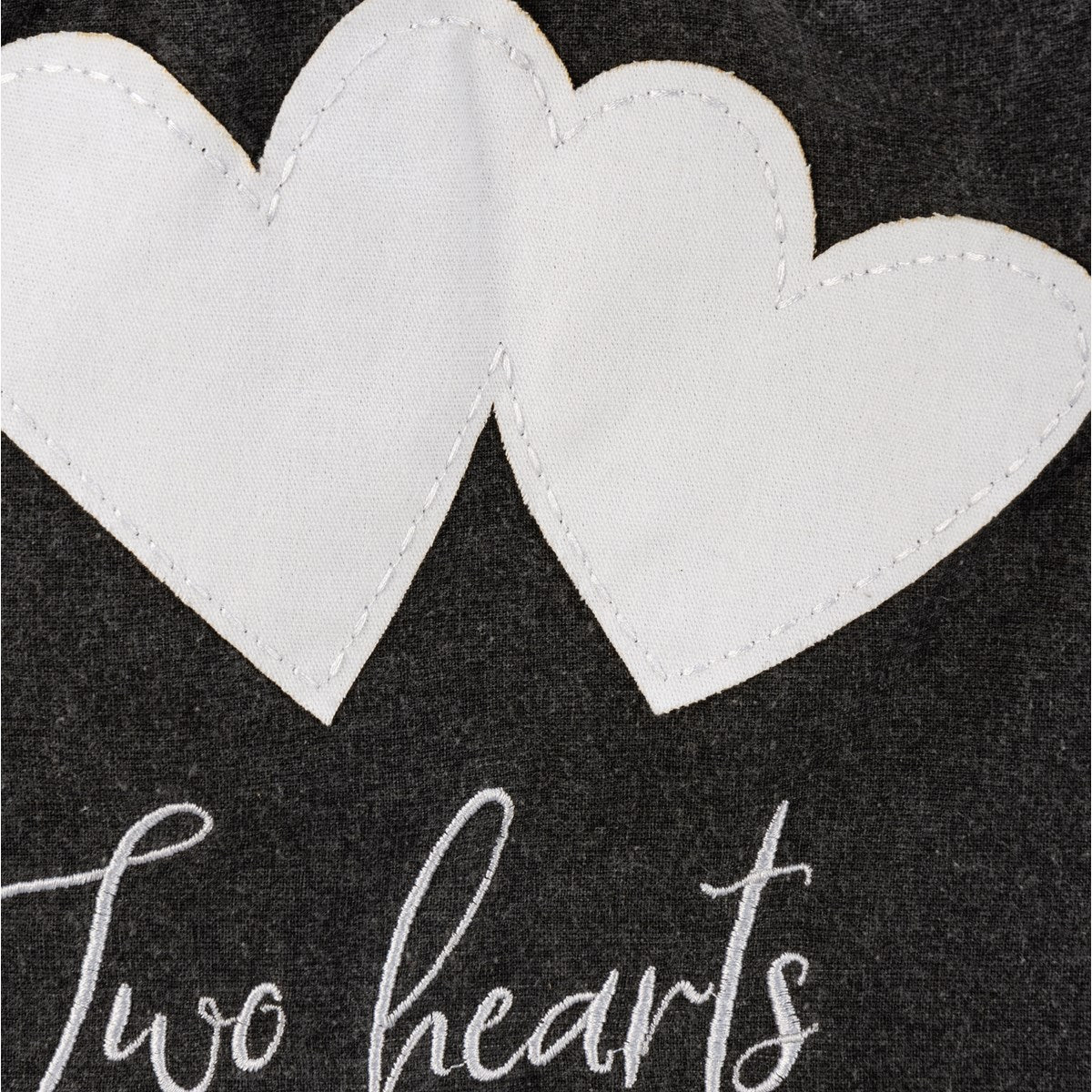 Two Hearts One Love Kitchen Towel | Black and White Stonewashed Tea Dish Cloth | 28" x 28"