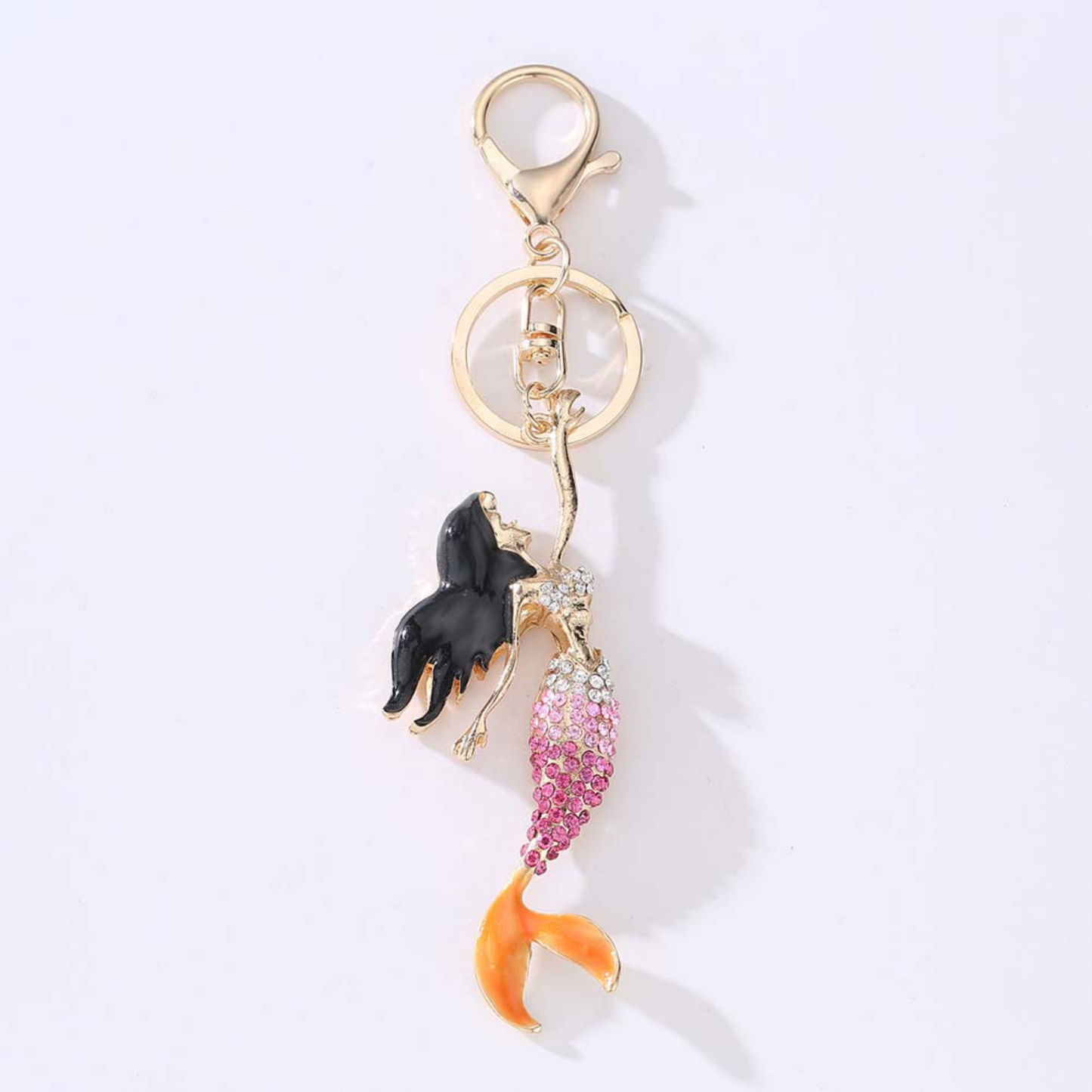 Brunette Mermaid Keychain & Bag Charm | Hard Enamel Metal Charm 6"