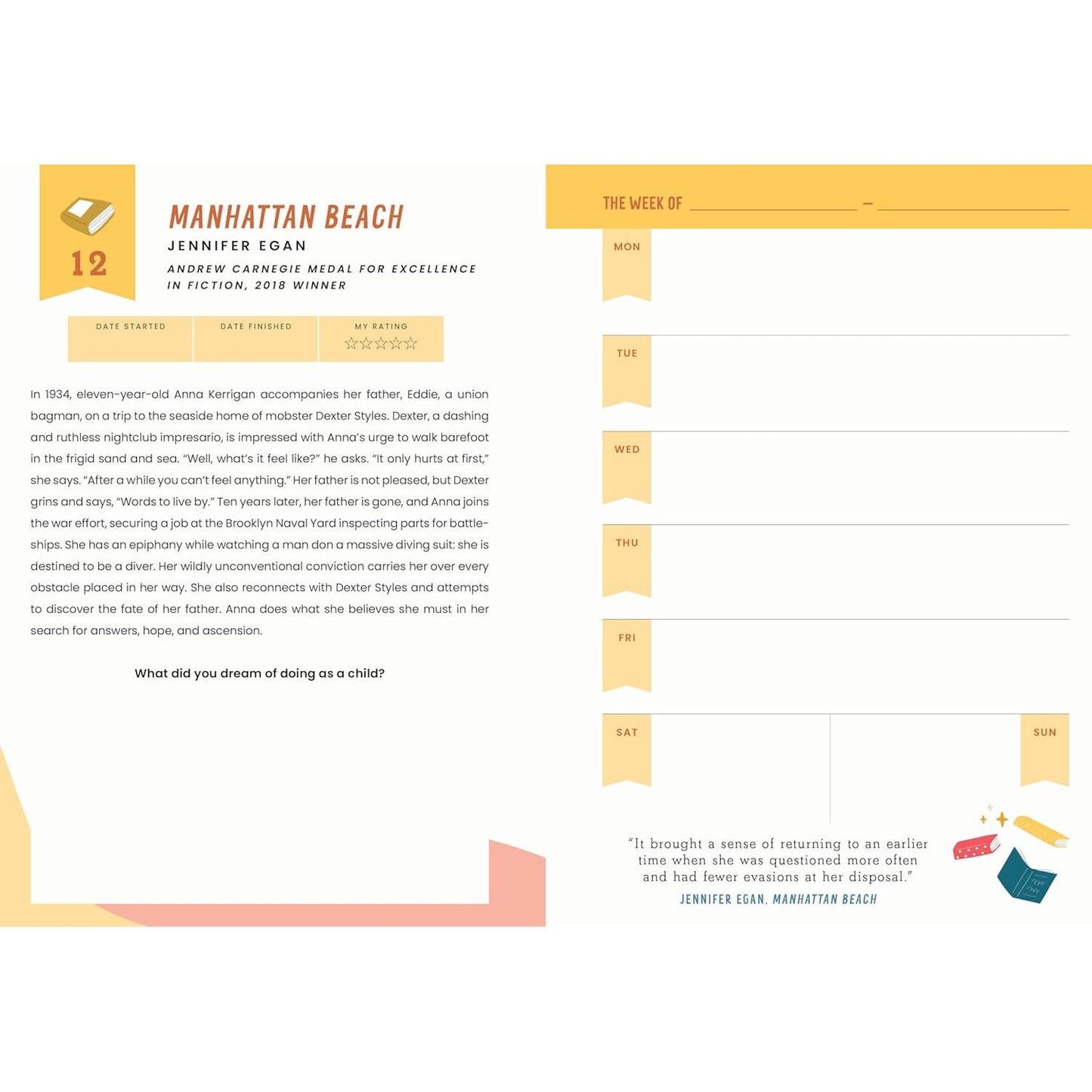 12-Month Undated Weekly Planner | American Library Association Recommended Reads