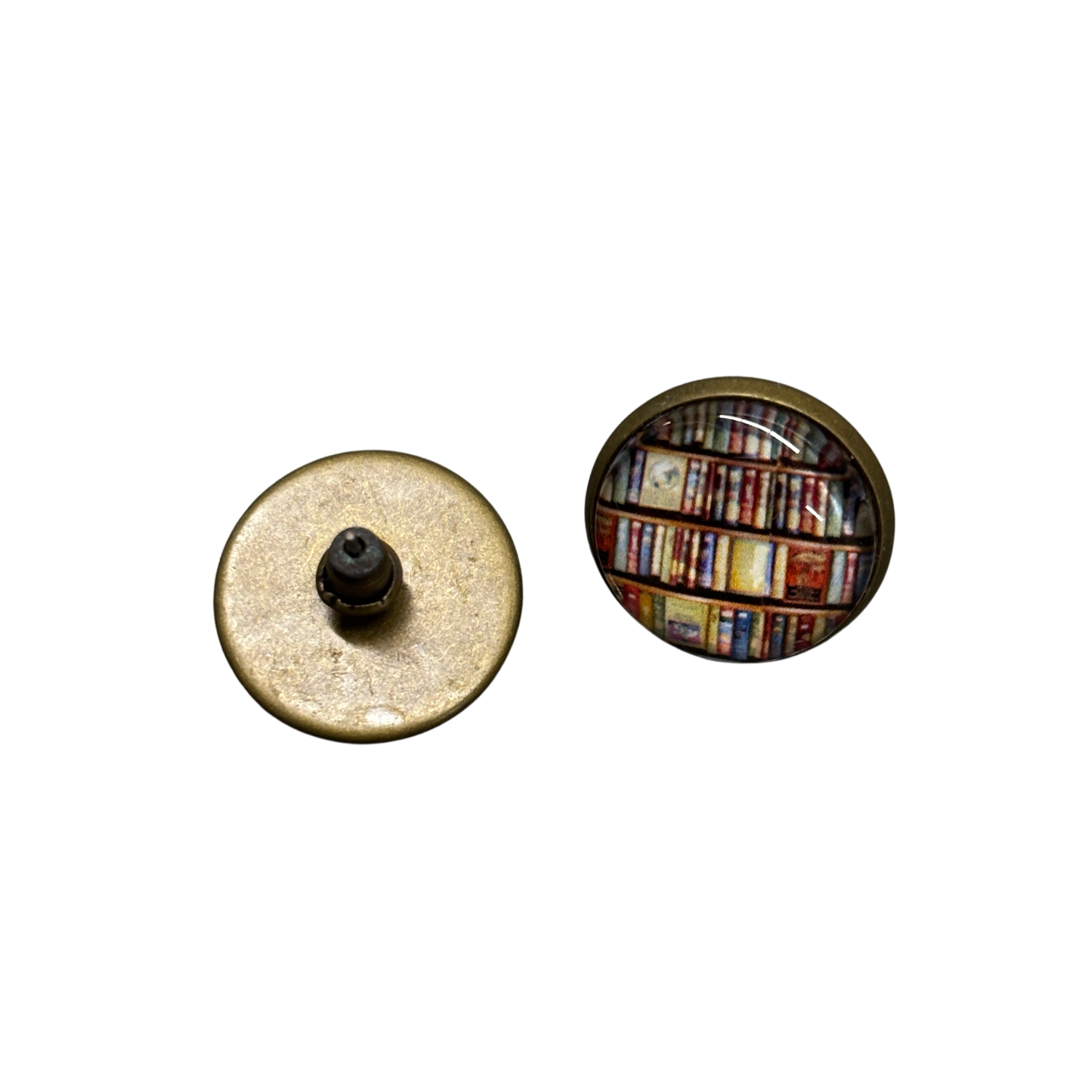 Bookshelves Cabochon Stud Earrings