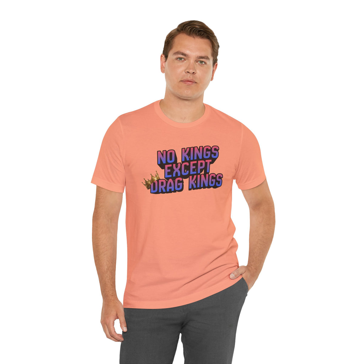 No Kings Except Drag Kings Jersey Short Sleeve Tee | Pride Drag King Statement Shirt [Sizes XS-4XL]