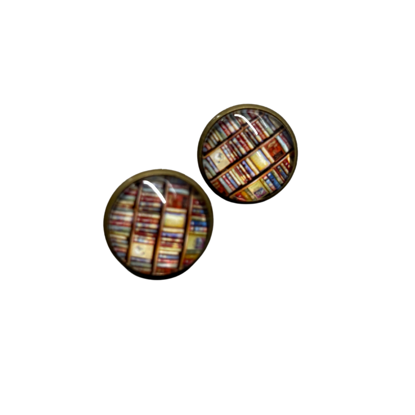Bookshelves Cabochon Stud Earrings