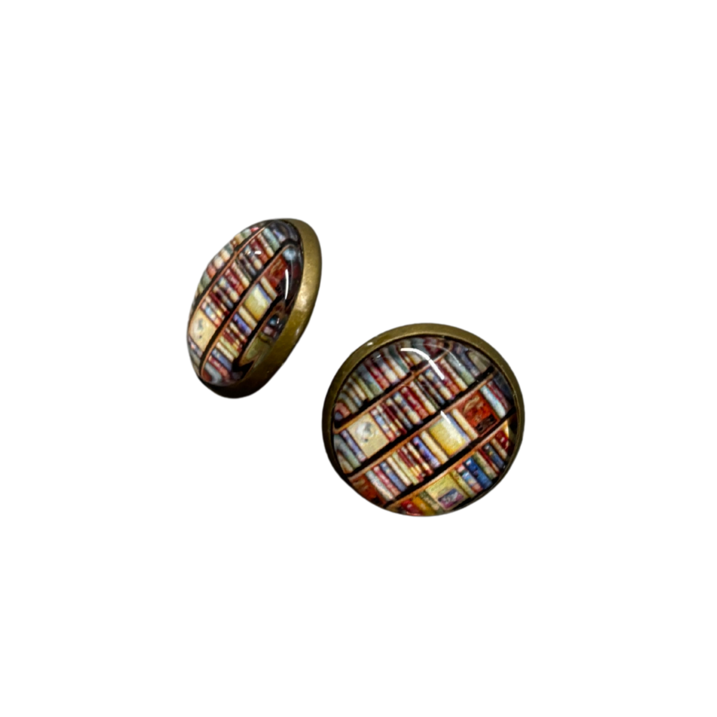 Bookshelves Cabochon Stud Earrings
