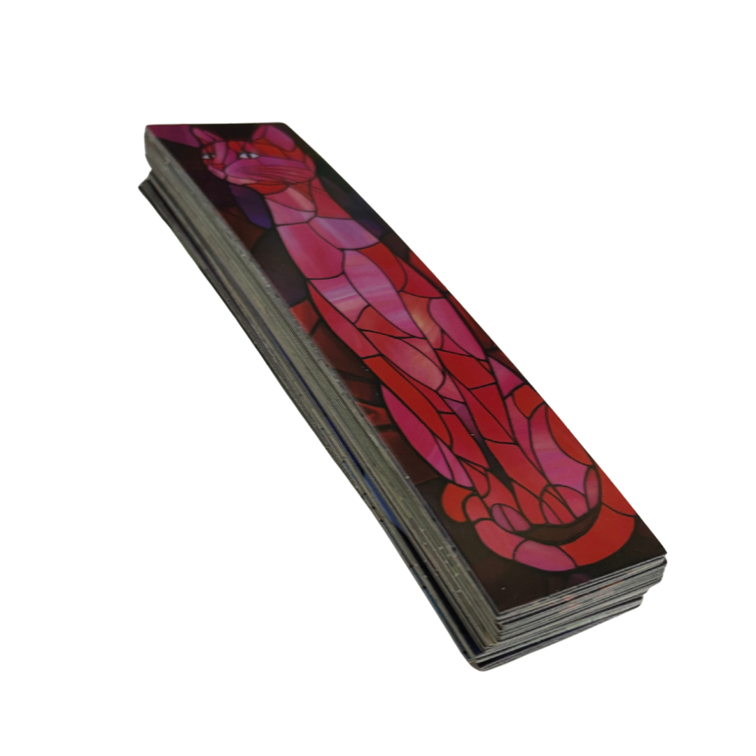 Stained Glass Cats Bookmark Set of 30 | Assorted Cat Art Cardboard Bookmarks