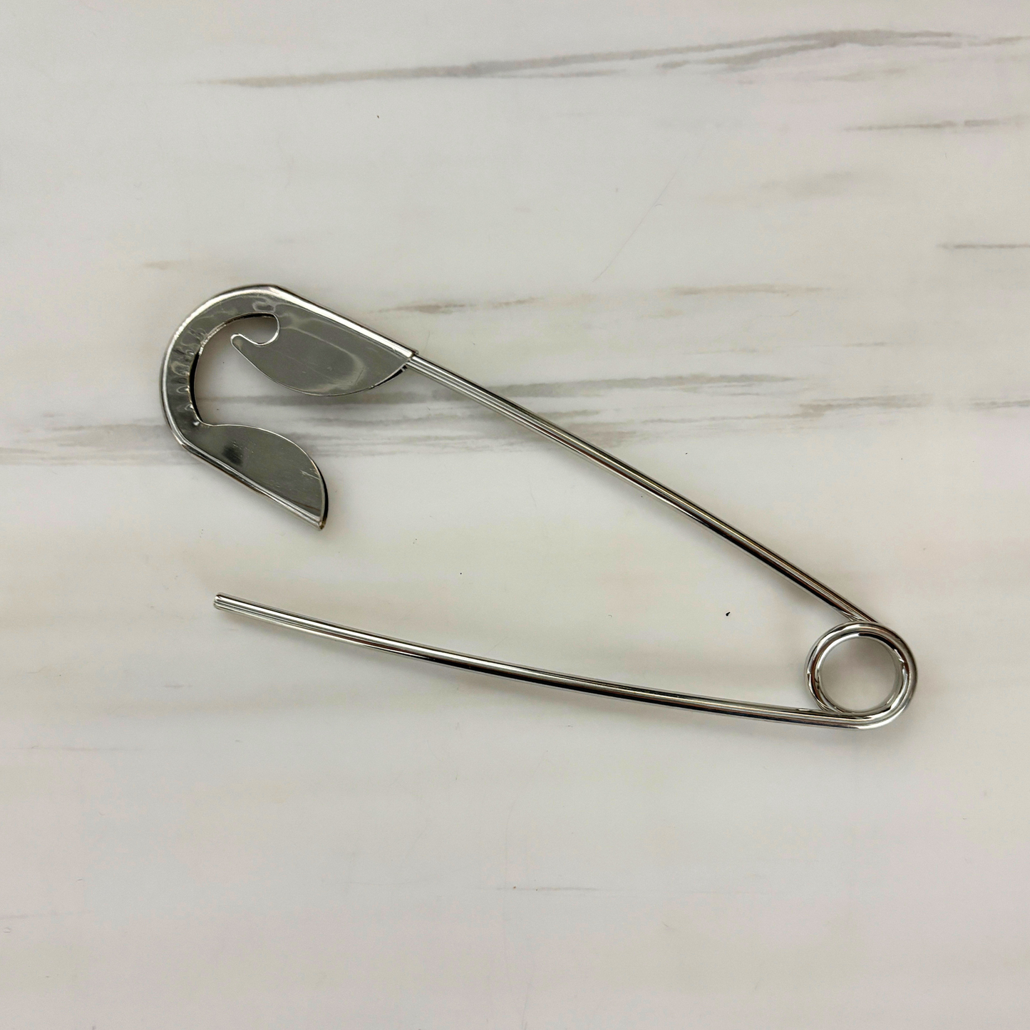 Giant Safety Pin Hair Clip | Punk Bun Pin | 5" Silver | Bag Charm or Keychain