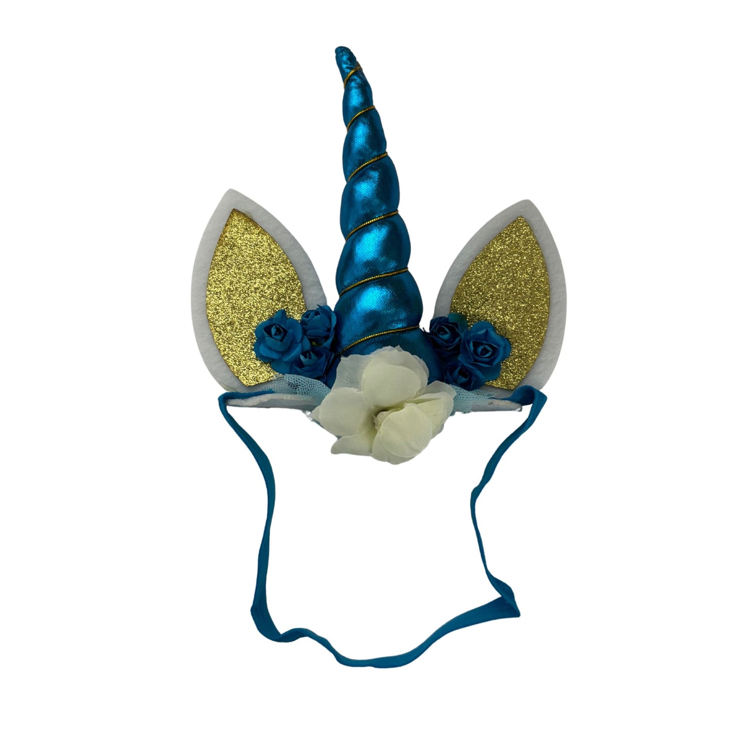 Unicorn Horn & Ears Stretch Headband | Silver or Blue Party Headband