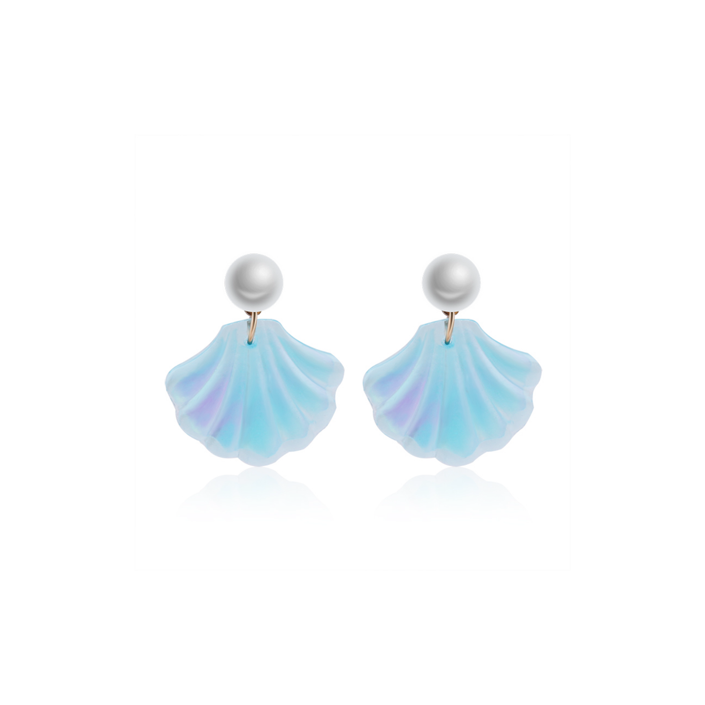 Mermaid Shell Earrings | Iridescent Seashell Drops with Pearl Accent