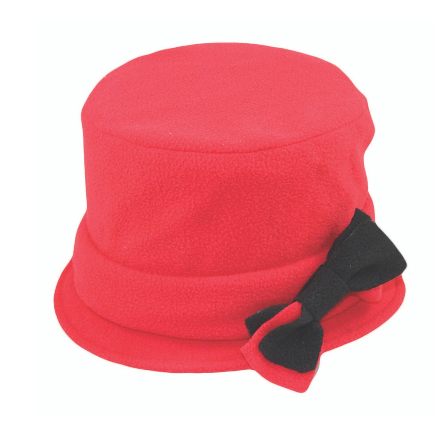 Women’s Polar Fleece Bucket Hat with Bow | Winter Hat in Grey or Red