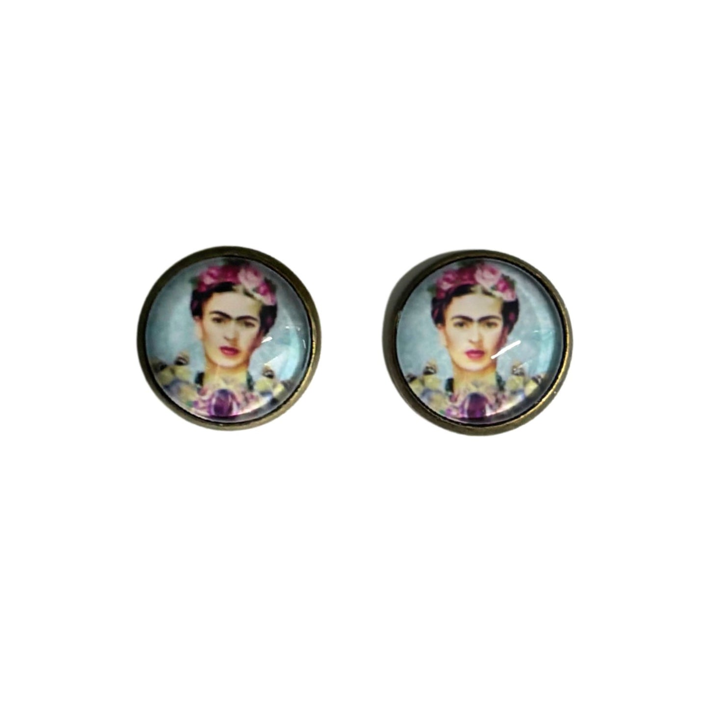 Frida Kahlo Small Cabochon Stud Earrings | Frida Portrait Jewelry