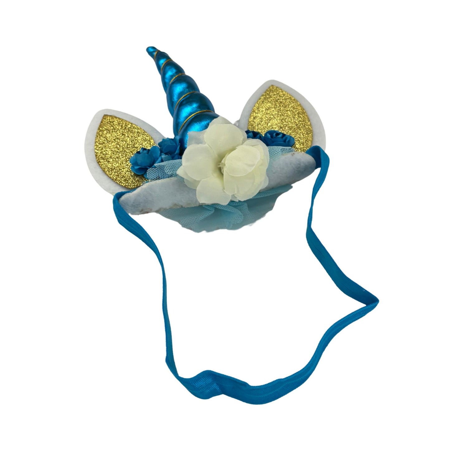 Unicorn Horn & Ears Stretch Headband | Silver or Blue Party Headband