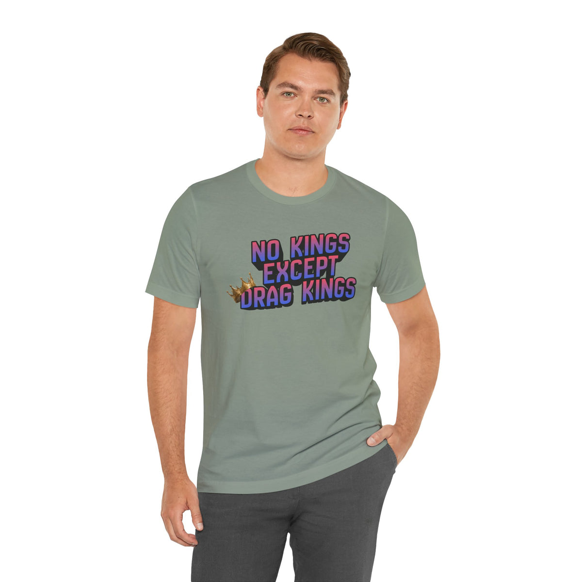 No Kings Except Drag Kings Jersey Short Sleeve Tee | Pride Drag King Statement Shirt [Sizes XS-4XL]