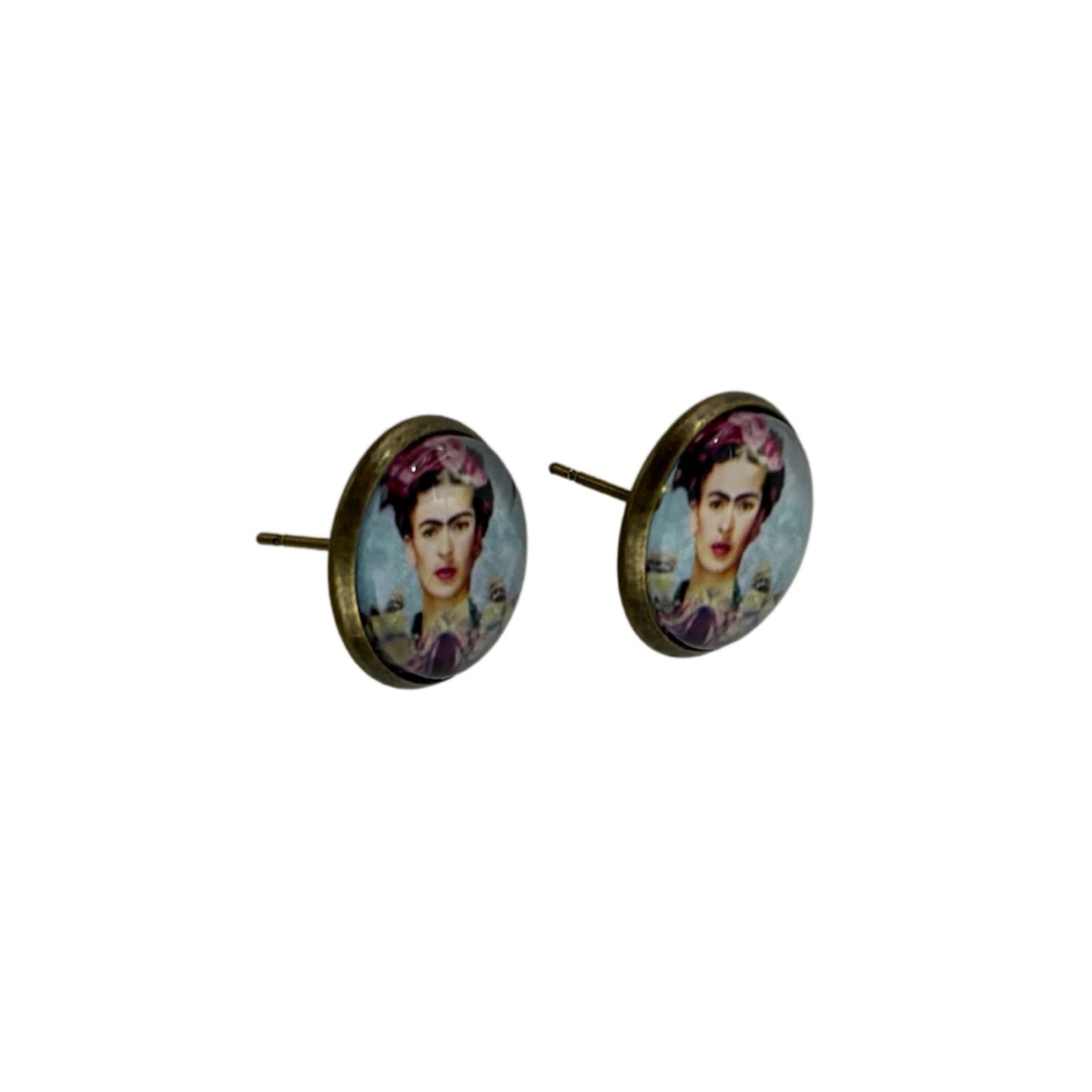 Frida Kahlo Small Cabochon Stud Earrings | Frida Portrait Jewelry