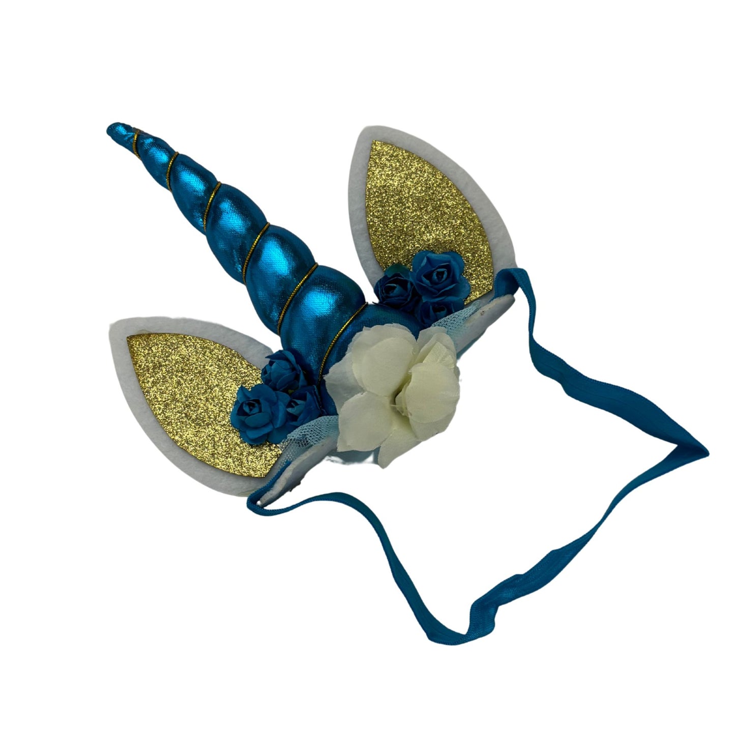 Unicorn Horn & Ears Stretch Headband | Silver or Blue Party Headband